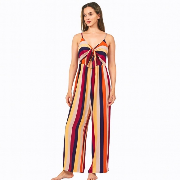 Andree by Unit Pants - Andree by Unit Women's Striped Sleeveless Jumpsuit Medium Multicolor